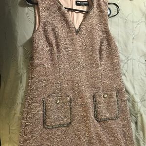 Karl Lagerfeld Paris Fringe-Trim Tweed Mini Dress